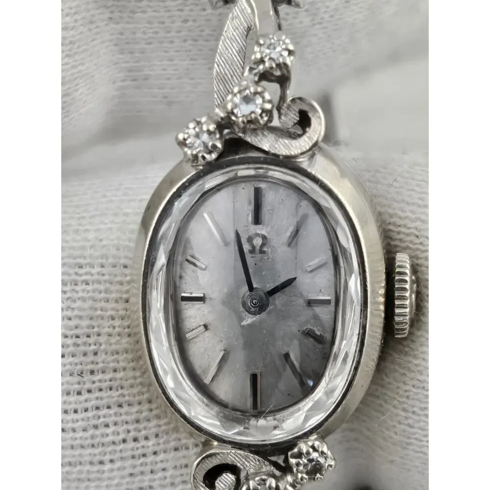 Vintage 1966 OMEGA Ladies 6 Diamond 14k Cocktail Watch 17 Jewel 484 Cal Runs